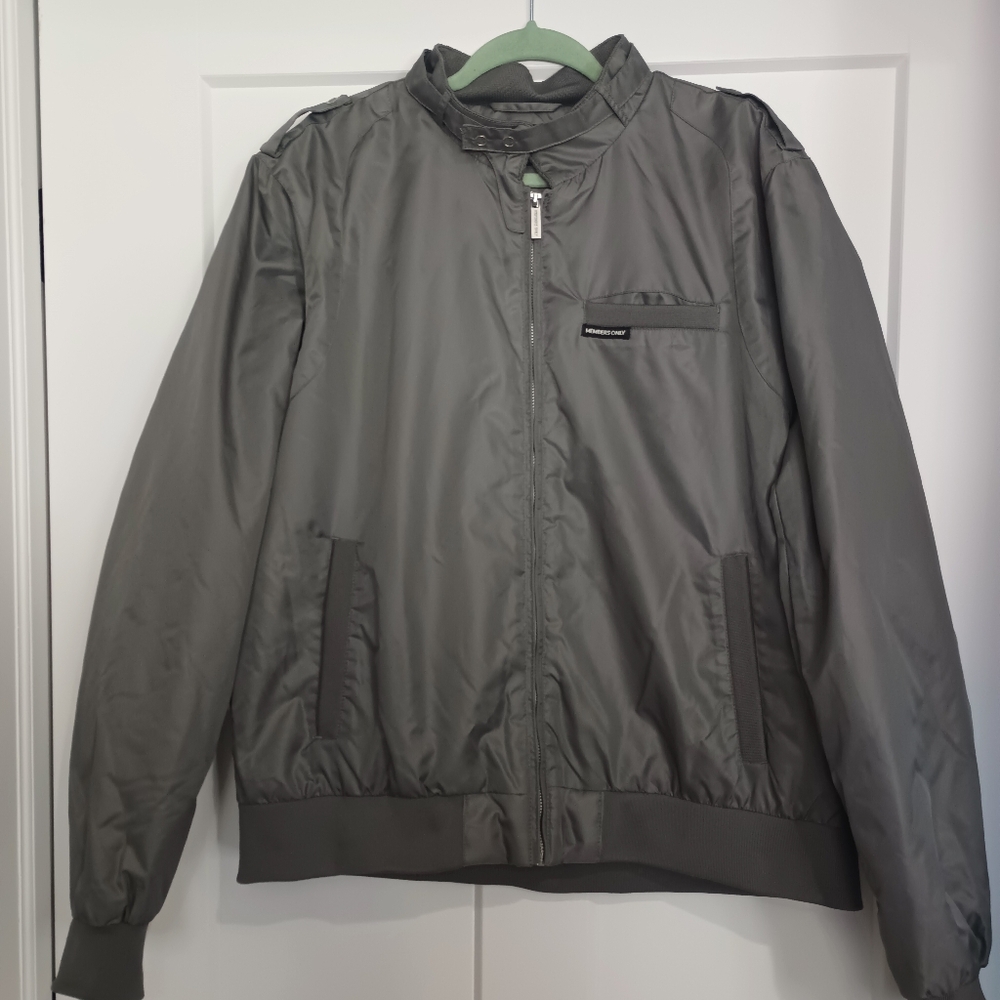 Members Only Classic Iconic Charcoal Quilted Lining Bomber Jacket XXL